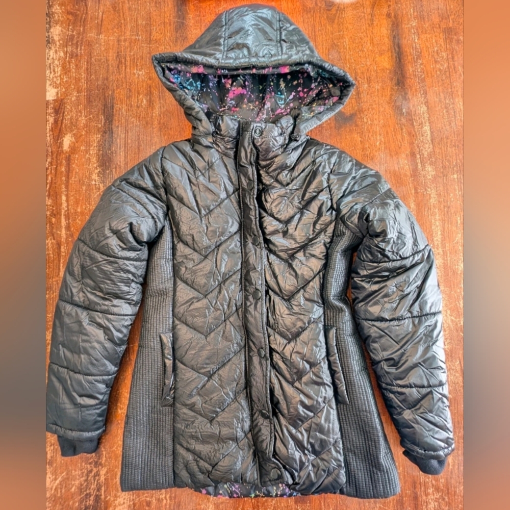 Justice Girls Puffer Jacket Coat Outerwear Winter Size 12/14 Hooded Full Zip